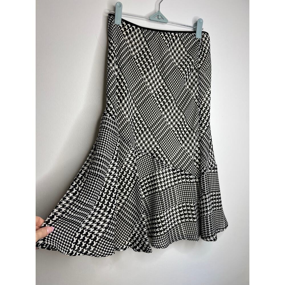 Womens Vintage Houndstooth Flared Skirt Size Small